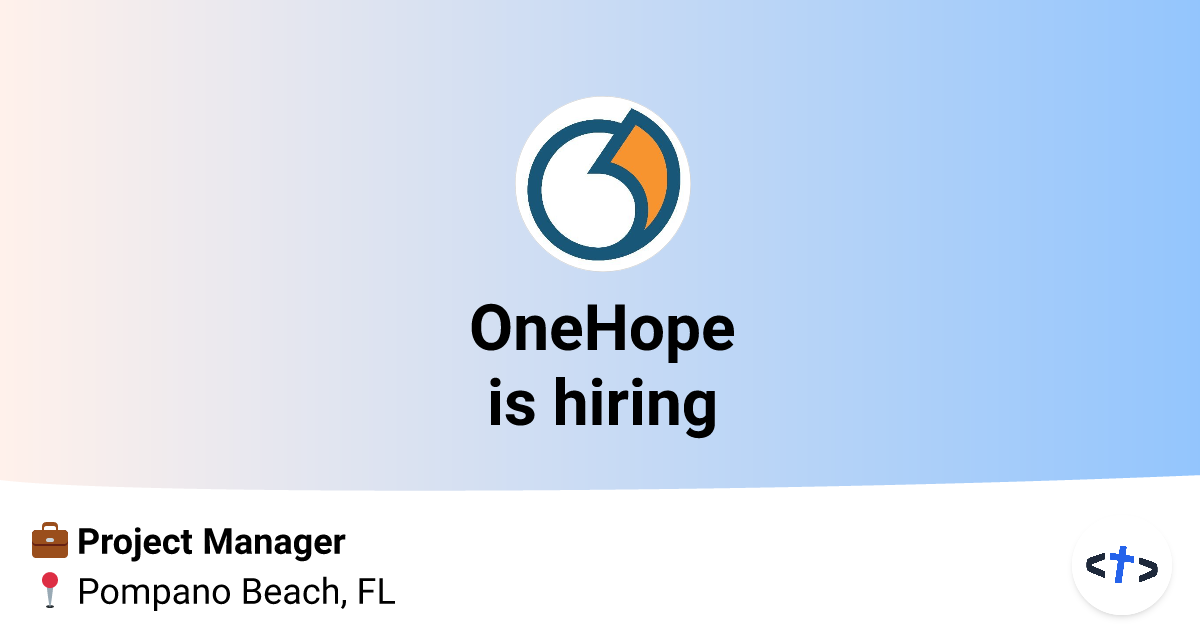 Project Manager at OneHope | Christian Tech Jobs